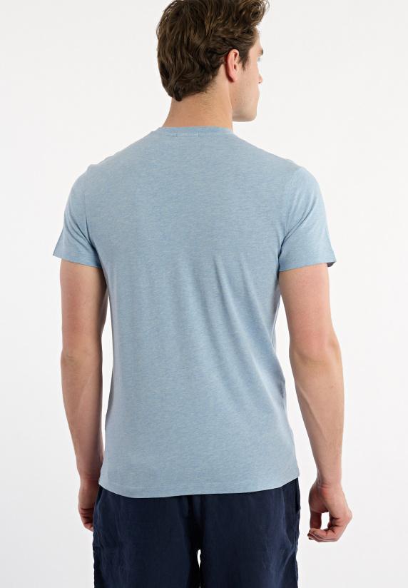 River Woods Slim Fit Basic Pima Katoen V-hals T-shirt Soft Frost Mix