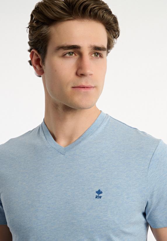 River Woods Slim Fit Basic Pima Katoen V-hals T-shirt Soft Frost Mix