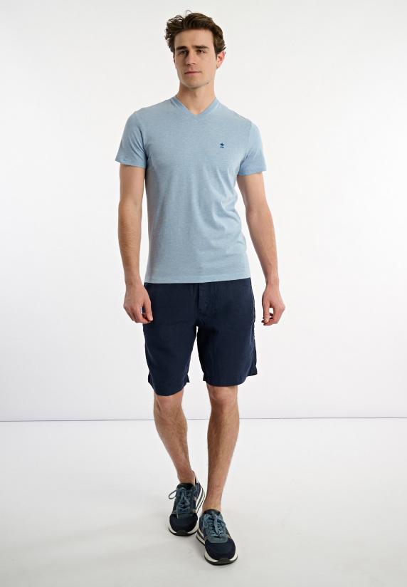 River Woods Slim Fit Basic Pima Katoen V-hals T-shirt Soft Frost Mix