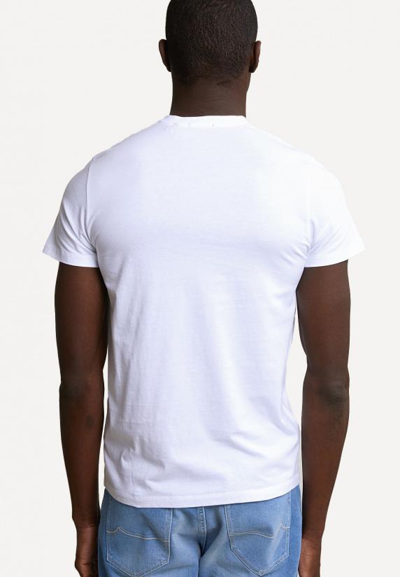 River Woods Slim Fit Basic Pima Katoen V-hals T-shirt Wit