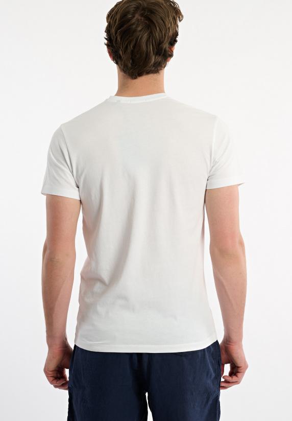 River Woods Slim Fit Basic Pima Katoen V-hals T-shirt Wit