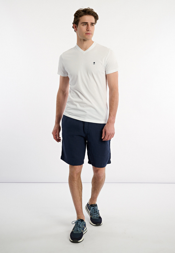 River Woods Slim Fit Basic Pima Katoen V-hals T-shirt Wit