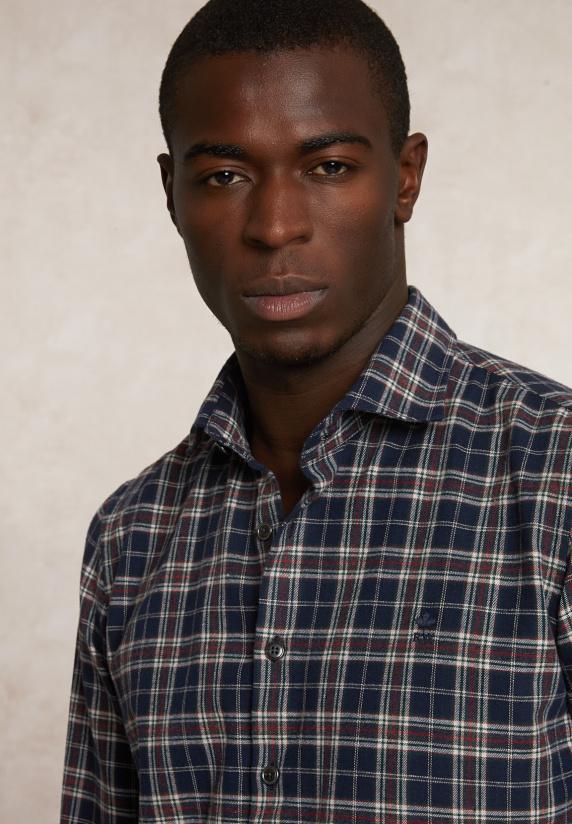 River Woods Slim Fit Geruit Flanellen Hemd Blauw/rood