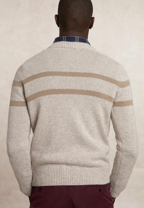 River Woods Slim Fit Gestreepte Wol-kasjmier Trui Mushroom