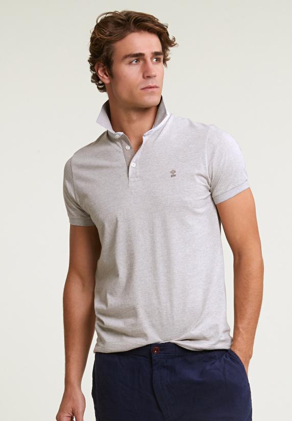 river woods Slim fit katoenen gestreepte polo old wood mix