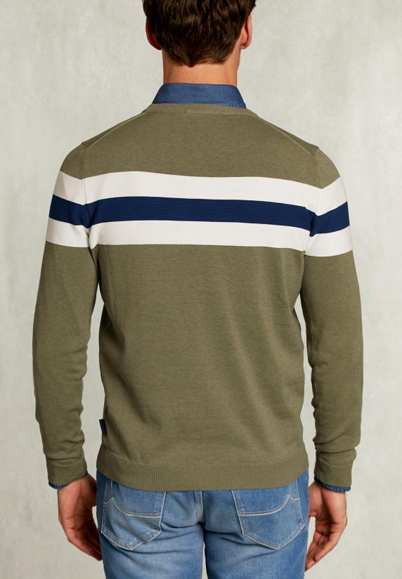 River Woods Slim Fit Katoenen Trui Ronde Hals Equator Mix