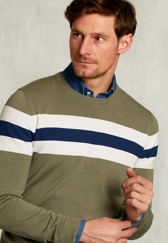 River Woods Slim Fit Katoenen Trui Ronde Hals Equator Mix