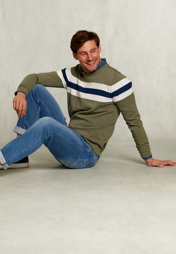 River Woods Slim Fit Katoenen Trui Ronde Hals Equator Mix