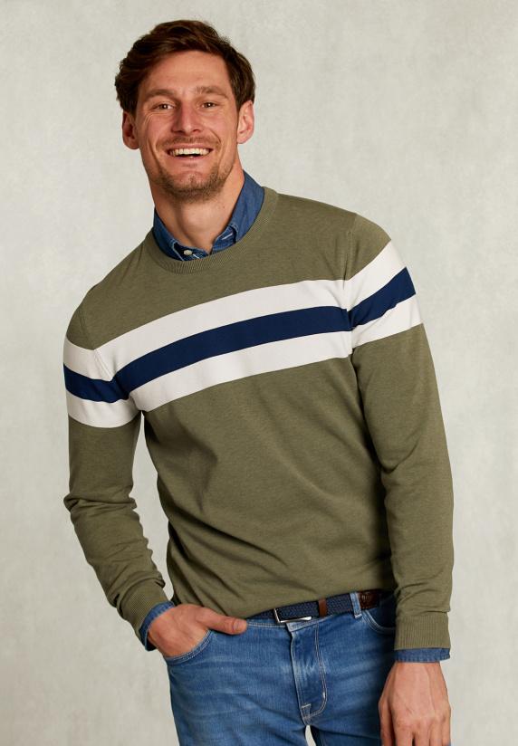 river woods Slim fit katoenen trui ronde hals equator mix