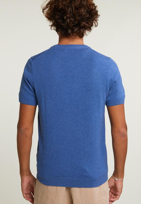 River Woods Slim Fit Katoenen Trui Ronde Hals Korte Mouwen Lake Mix