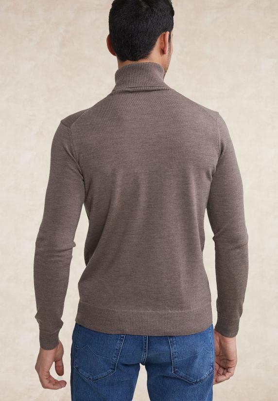 River Woods Slim Fit Merino Rolkraag Trui Croissant Mix