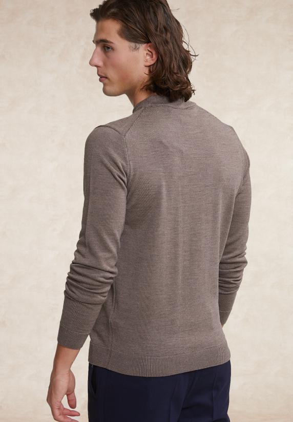 River Woods Slim Fit Merinotrui Ronde Hals Croissant Mix