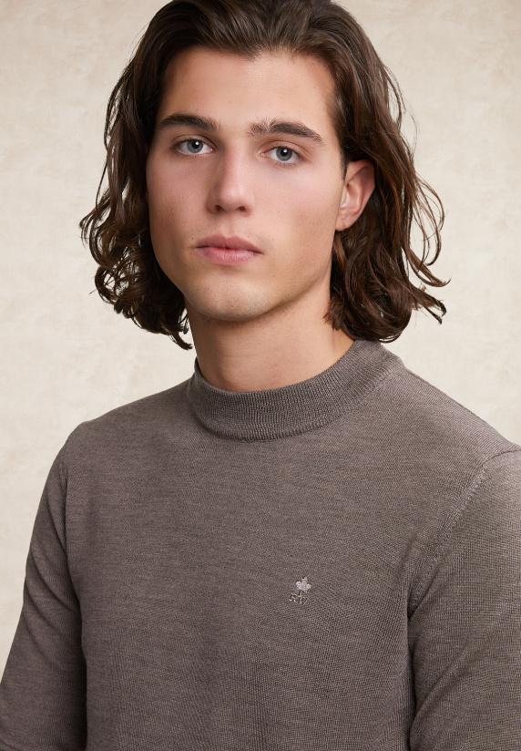 River Woods Slim Fit Merinotrui Ronde Hals Croissant Mix