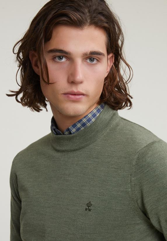 River Woods Slim Fit Merinotrui Ronde Hals Fynboss Mix