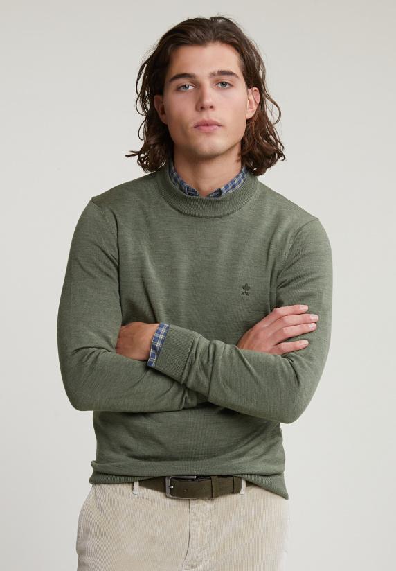 river woods Slim fit merinotrui ronde hals fynboss mix