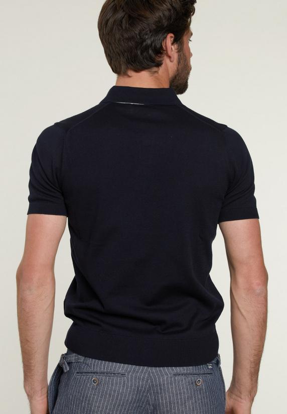 River Woods Slim Fit Pima Katoen Trui Admiral Blauw