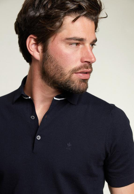 River Woods Slim Fit Pima Katoen Trui Admiral Blauw