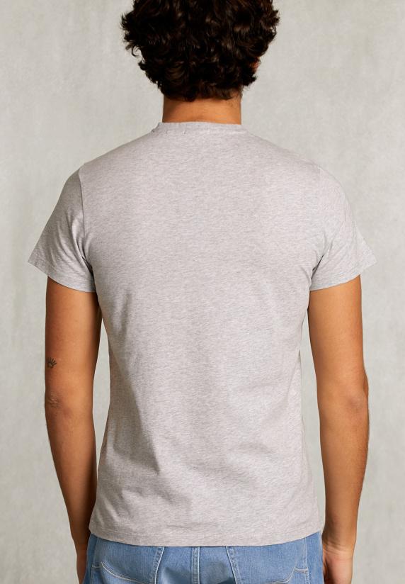 River Woods Slim Fit Pima Katoen V-hals T-shirt Dk Oyster Mix