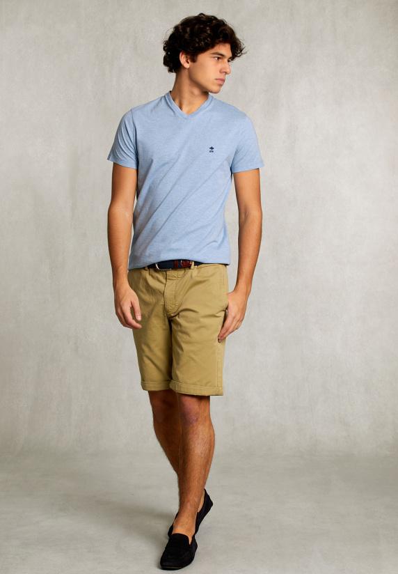 River Woods Slim Fit Pima Katoen V-hals T-shirt Dk Victoria Mix