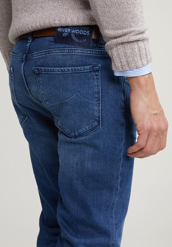 River Woods Slim Fit Stretch Jeansbroek 5-zakken Light Stone