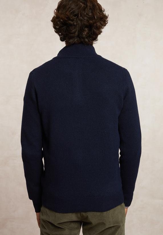 River Woods Slim Fit Wol-kasjmier Trui Opstaande Kraag Navy/moonlight Mou