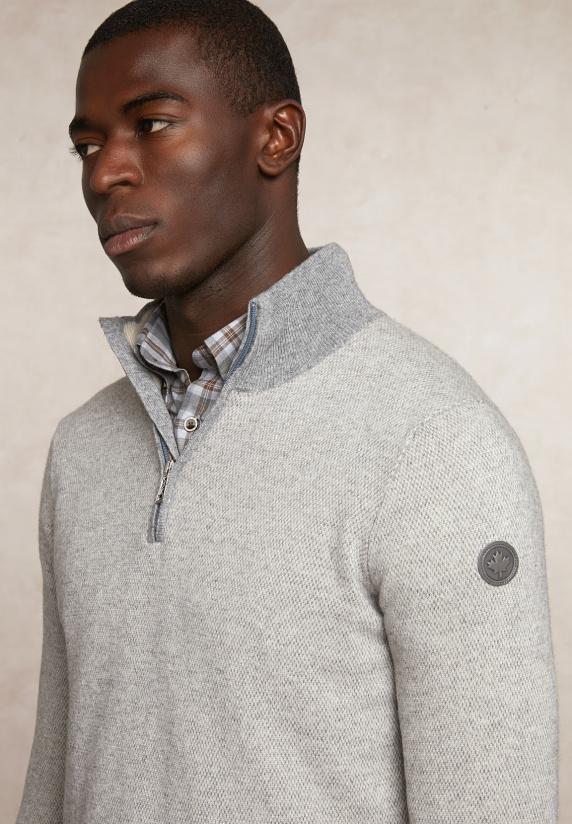 River Woods Slim Fit Wol-kasjmier Trui Opstaande Kraag Orchid Mix