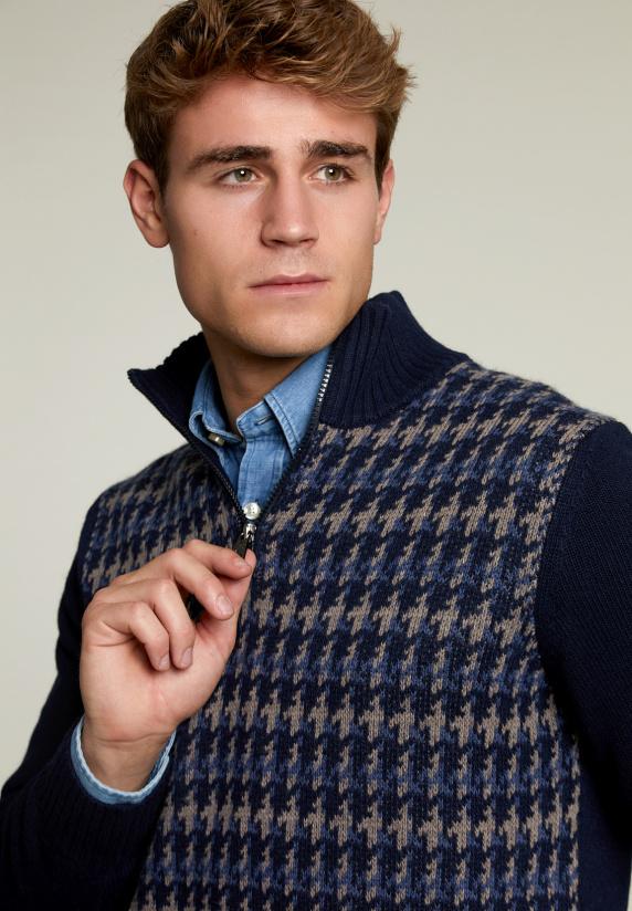 River Woods Slim Fit Wollen Trui Navy/dark Denim Mix