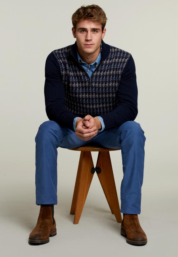 River Woods Slim Fit Wollen Trui Navy/dark Denim Mix