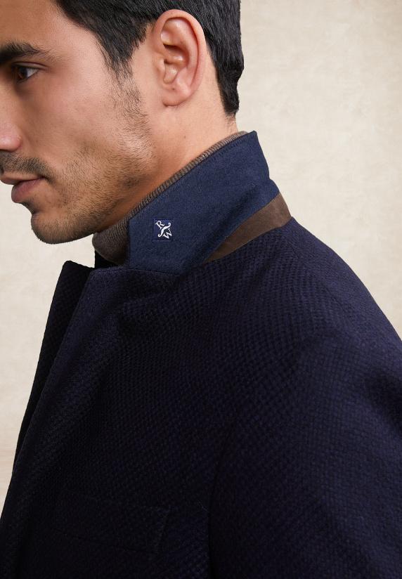 River Woods Slim Fit Zuivere Scheerwol Blazer 2-knopen Blauw