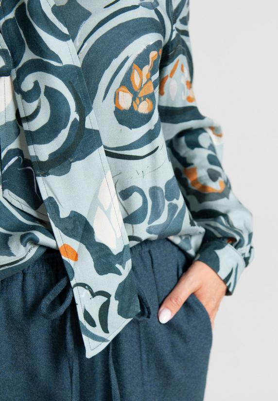 River Woods Slipoverblouse Met Verwijderbare Sjaal In Blauw