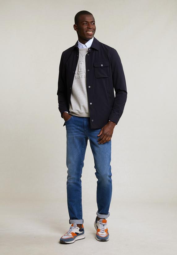 River Woods Techno Fleece Trui Ronde Hals Lt Grey Mix