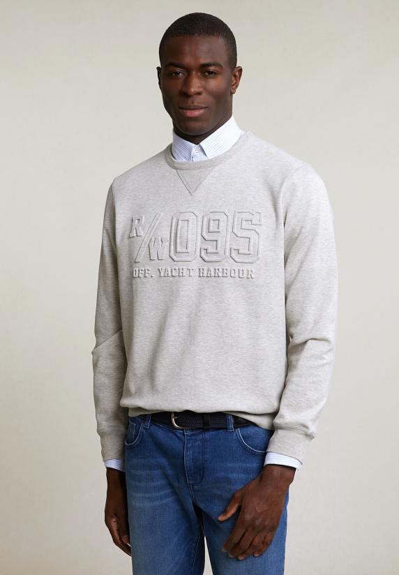 river woods Techno fleece trui ronde hals lt grey mix