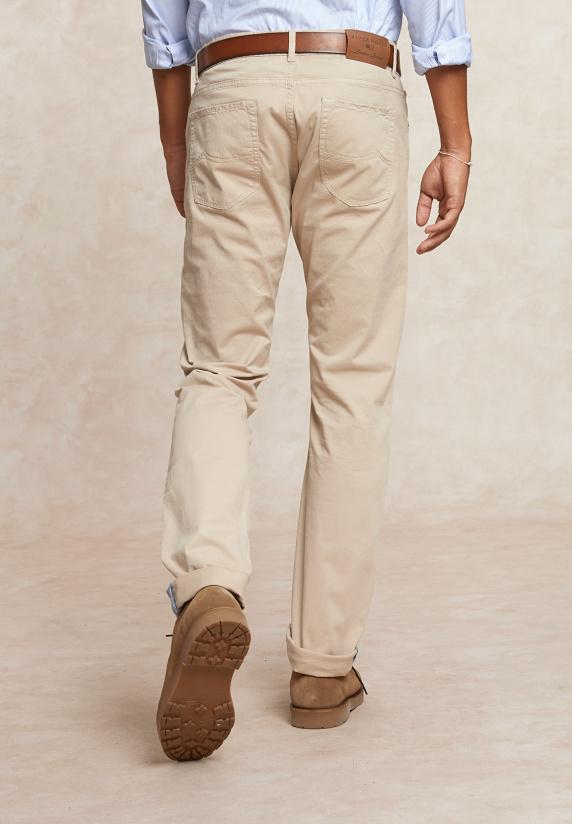 River Woods Tight Fit Basic Stretch Broek 5-zakken Beige