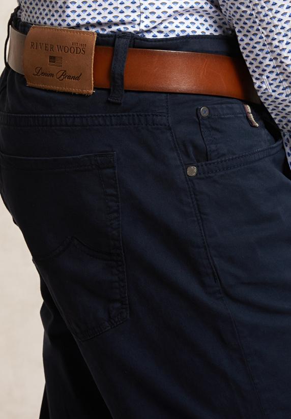 River Woods Tight Fit Basic Stretch Broek 5-zakken Navy