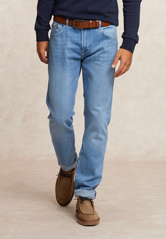 river woods Tight fit basic stretch jeansbroek 5-zakken bleach