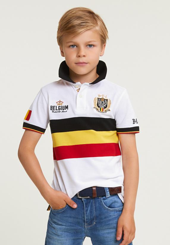 river woods Tight fit driekleurige sportieve polo unisex wit