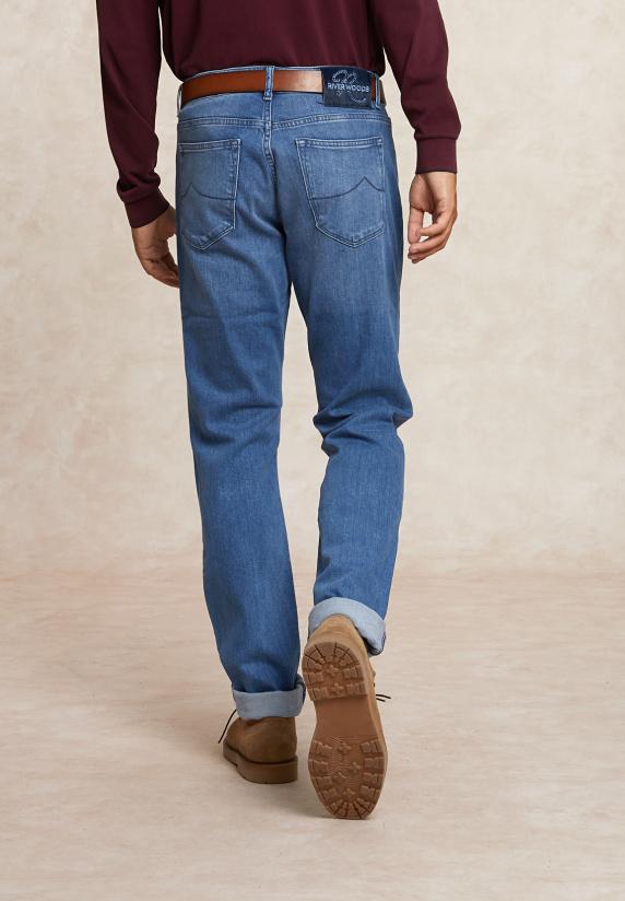 River Woods Tight Fit Stretch Jeansbroek 5-zakken Light Stone