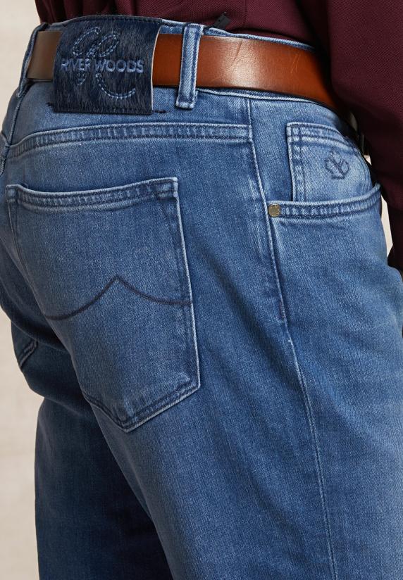 River Woods Tight Fit Stretch Jeansbroek 5-zakken Light Stone