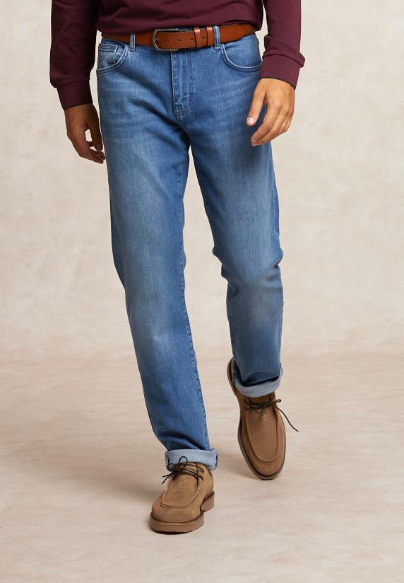 river woods Tight fit stretch jeansbroek 5-zakken light stone