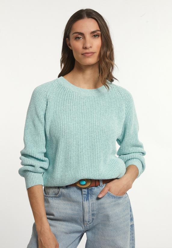 river woods Trui organisch katoen ronde hals lange mouwen blauw