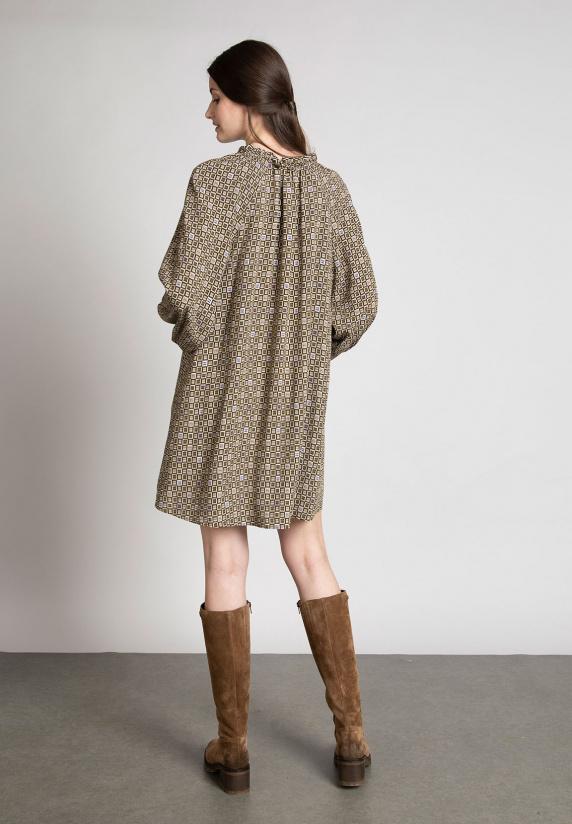 River Woods Viscose Jurk Met Kraag Met Ruffles In Multi