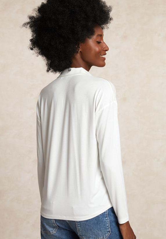 River Woods Viscose V-hals Blouse Glitter Detail écru