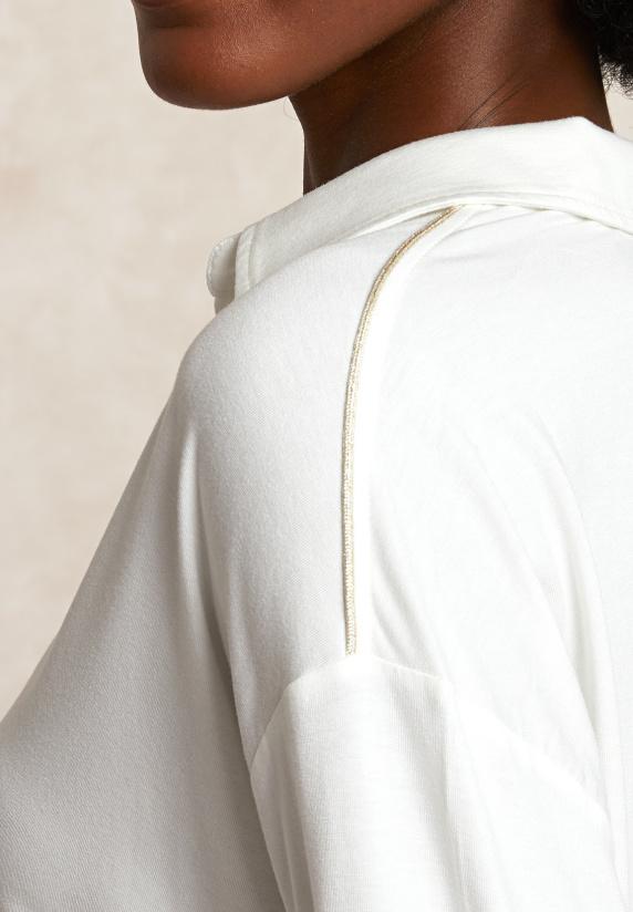 River Woods Viscose V-hals Blouse Glitter Detail écru