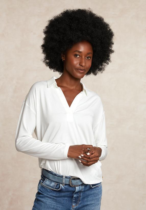 river woods Viscose V-hals blouse glitter detail écru