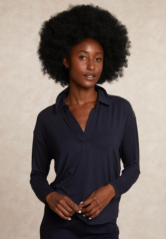 river woods Viscose V-hals blouse glitter detail navy