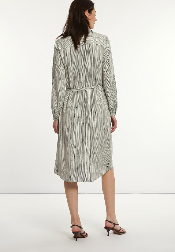 River Woods Wijde Gestreepte Jurk Met Riem Zwart/wit