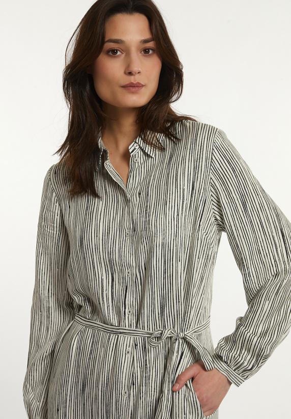 River Woods Wijde Gestreepte Jurk Met Riem Zwart/wit