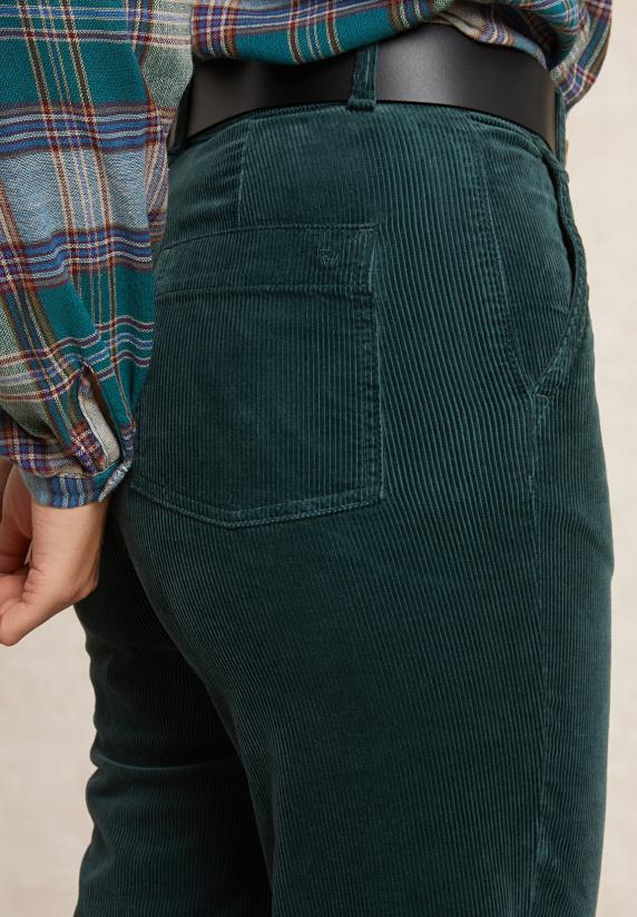 River Woods Wijde Ribfluwelen Broek Hoge Taille Groen