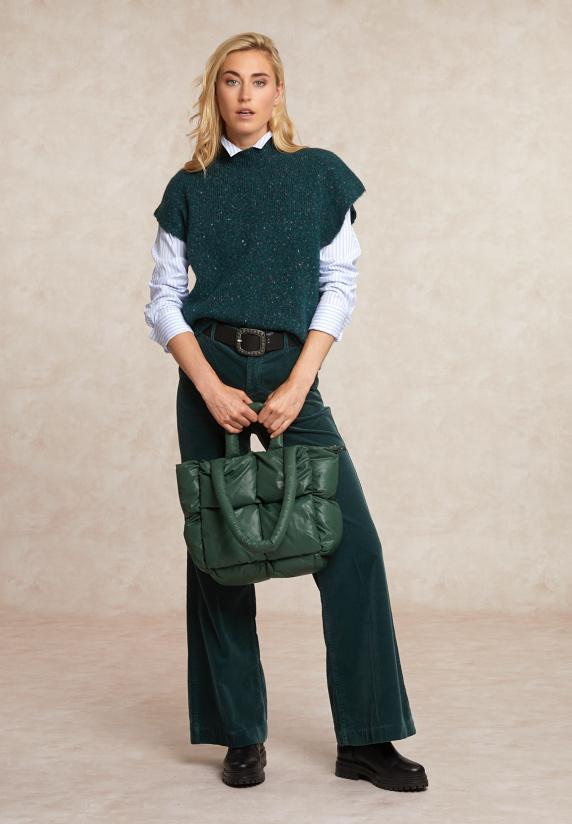 river woods Wijde ribfluwelen broek hoge taille groen