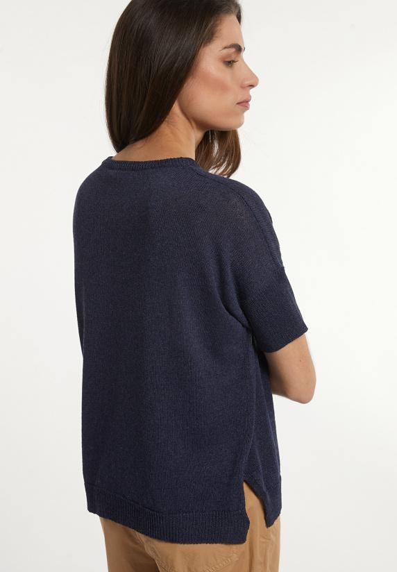 River Woods Wijde Trui Ronde Hals Korte Mouwen Blauw